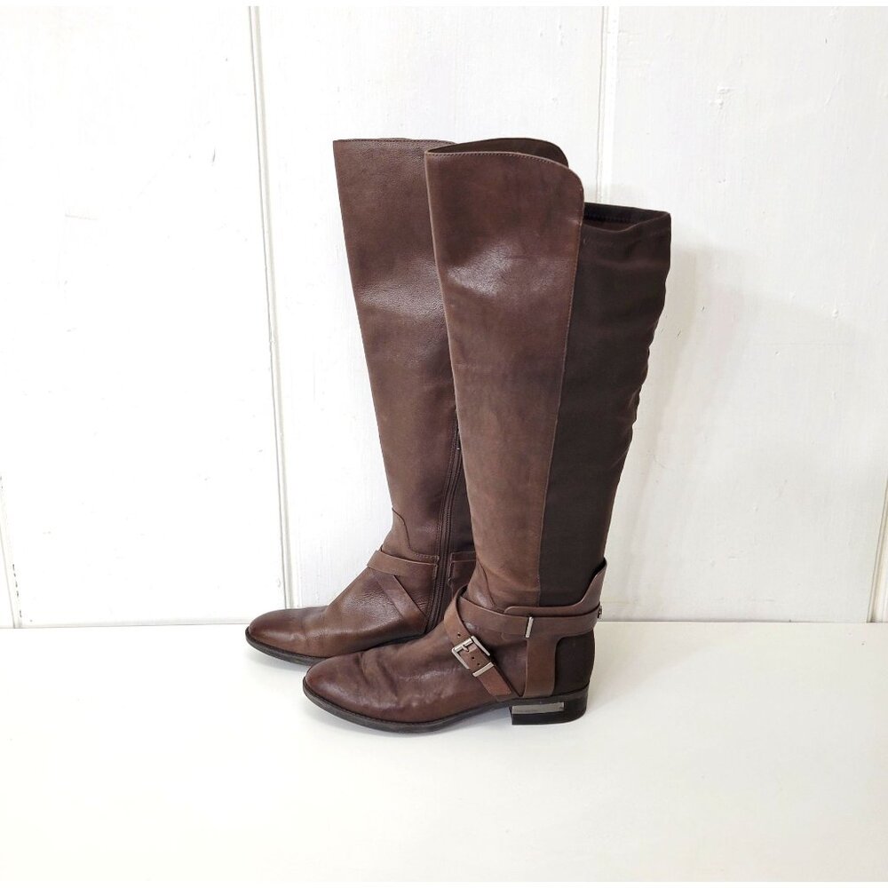 Vince Camuto Paton Brown Leather Knee-High Riding Boots - Picture 1 of 11